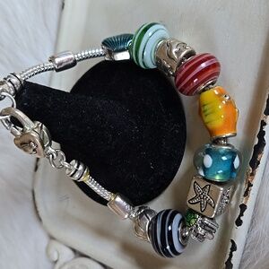 B-002-Colorful Beaded Charm Bracelet